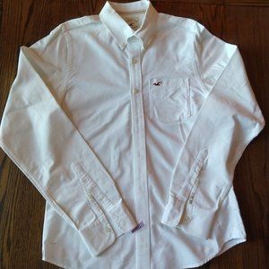 Nice men's white Hollister classic button down dress shirt. Size L